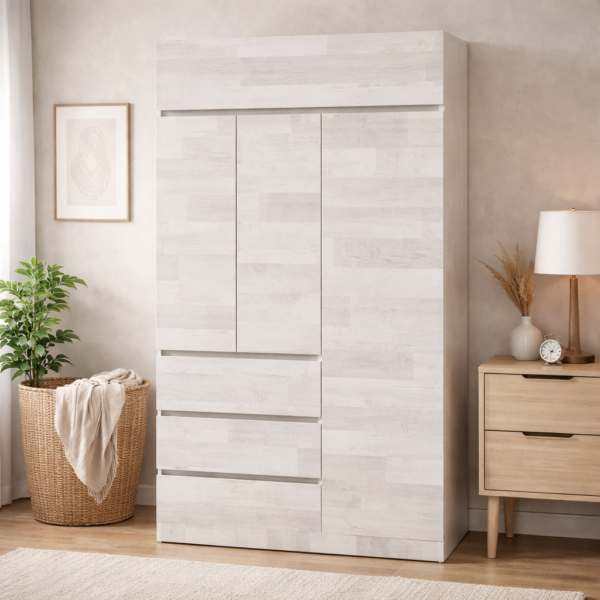 Clóset 3 Puertas con Cajones y Maletero | Melamina 200 cm – Santiago de Chile