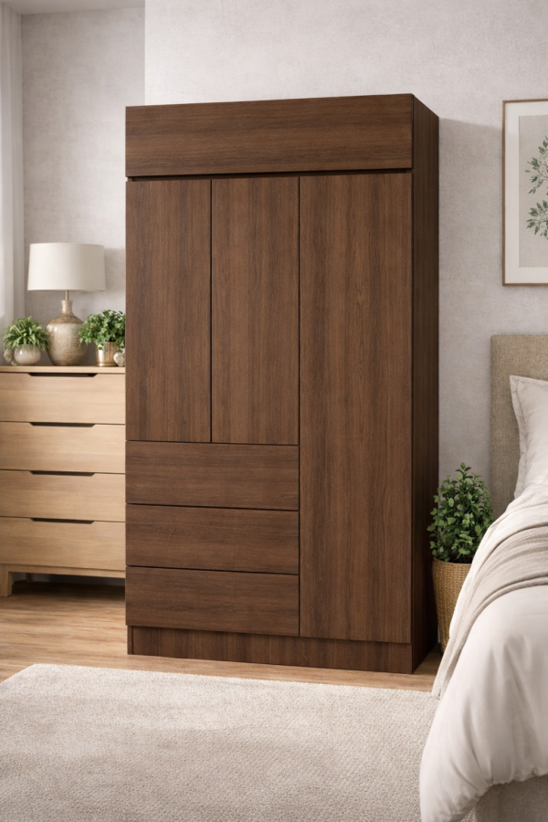 Clóset 3 Puertas con Cajones y Maletero | Melamina 200 cm – Santiago de Chile