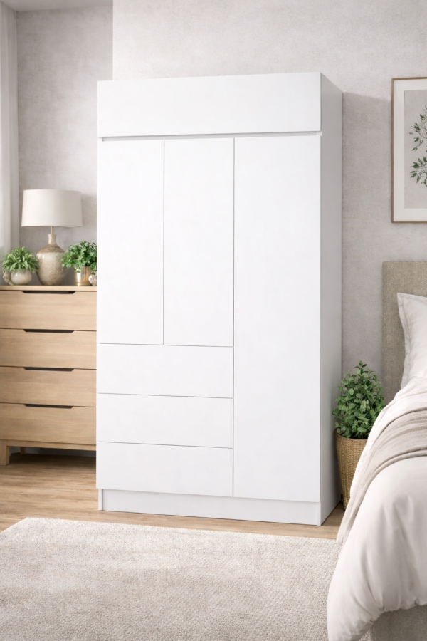 Clóset 3 Puertas con Cajones y Maletero | Melamina 200 cm – Santiago de Chile