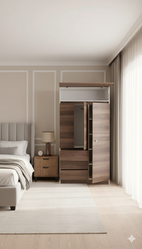 Clóset 3 Puertas con Cajones y Maletero | Melamina 200 cm – Santiago de Chile