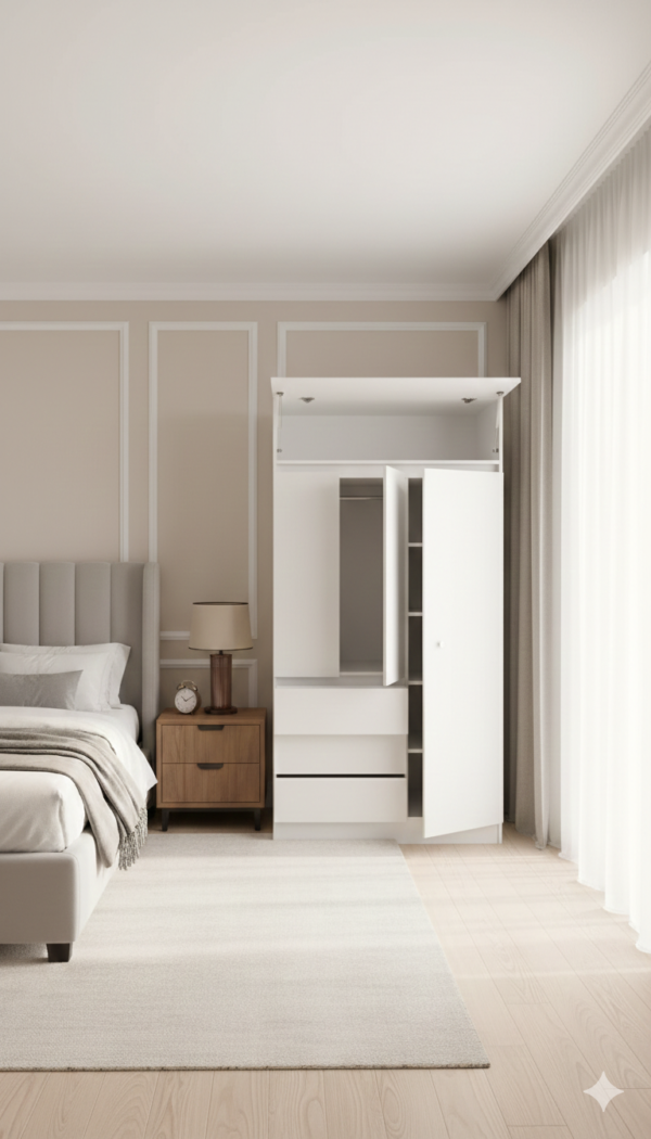 Clóset 3 Puertas con Cajones y Maletero | Melamina 200 cm – Santiago de Chile