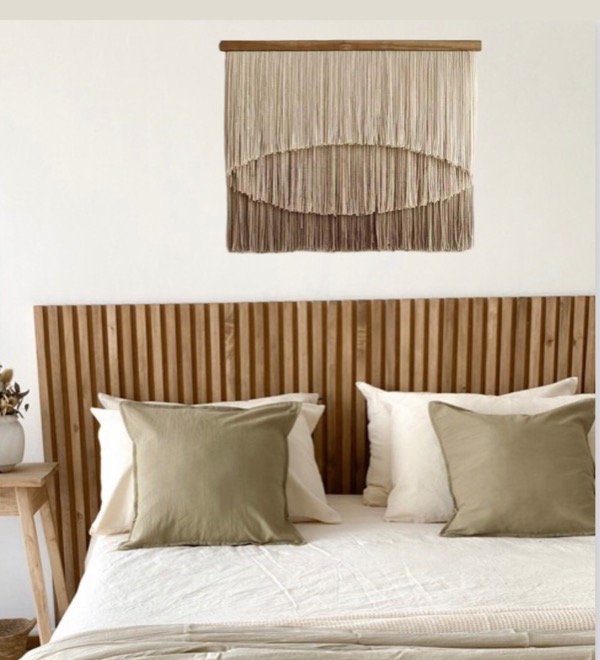 Respaldo de cama 2 plazas paneles varillados Madera