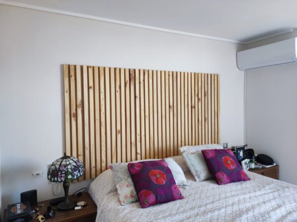 Respaldo de Cama King | Paneles Varillados de Madera Natural
