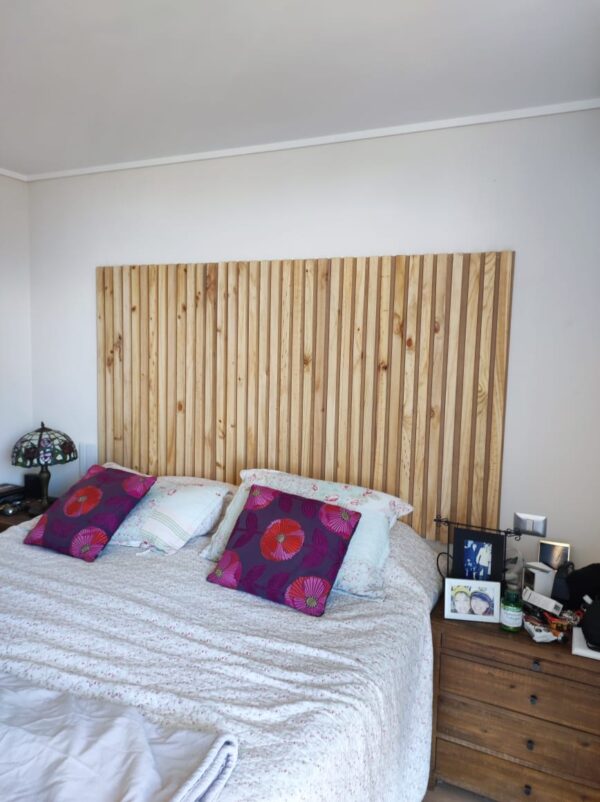Respaldo de Cama King | Paneles Varillados de Madera Natural